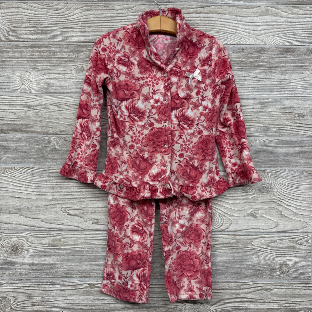 Button Up Velour 2 Pc Pj Flowers 4