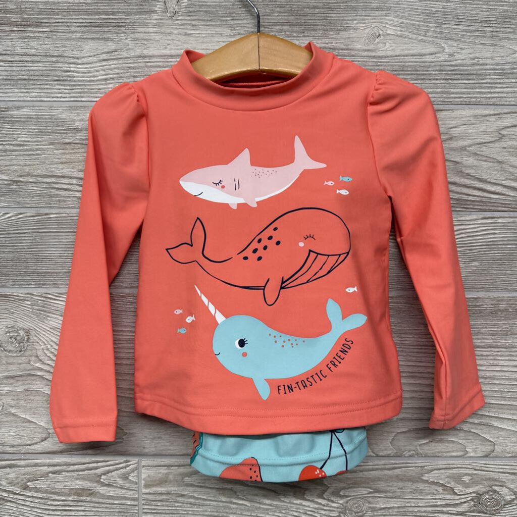 3 Pc Swimsuit Sharks 2t