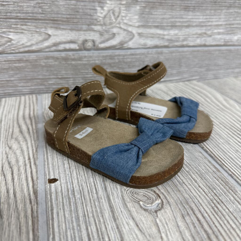 Chambray Bow Sandals 3-6M