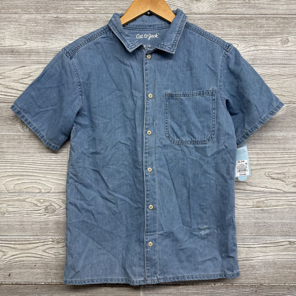 NEW Chambray SS Button Up Shirt 14