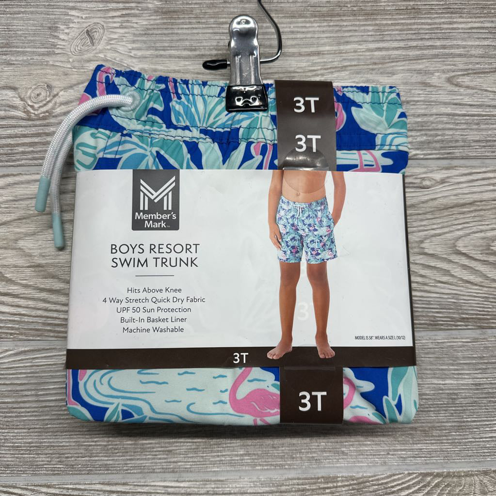 NEW Resort Swim Trunks Flamingos & Leaves 3t