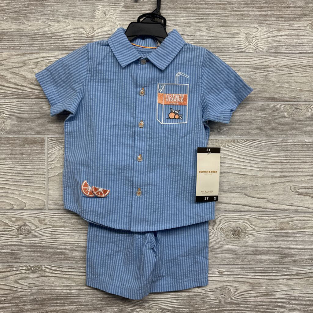 NEW Button Up Shirt & Shorts Orange Juice 3t