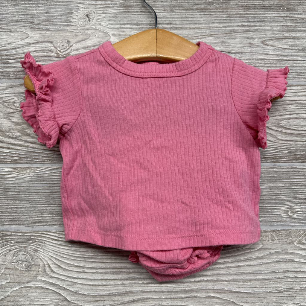 Ribbed Shirt & Bloomers Ruffle Trim 0-3m