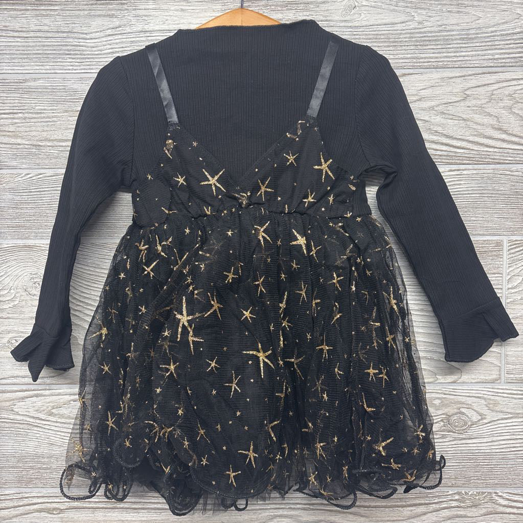 Nw/oT Layered Tulle Dress Stars W/ Ribbed Shirt 3t