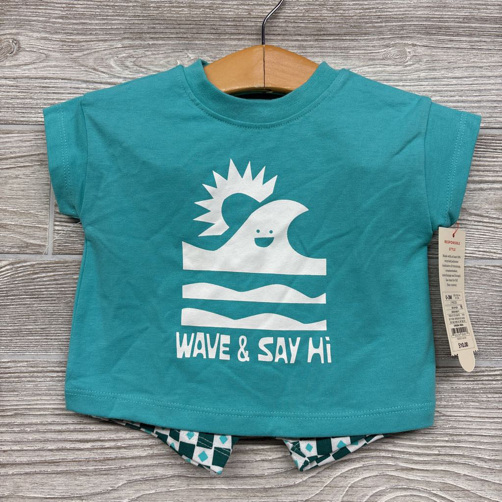 NEW Shirt & Shorts Wave & Say Hi Checkered 0-3m