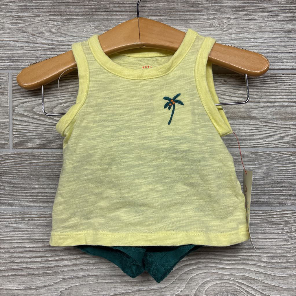NEW Tank Top & Embossed Shorts Palm Tree Stripes 0-3m