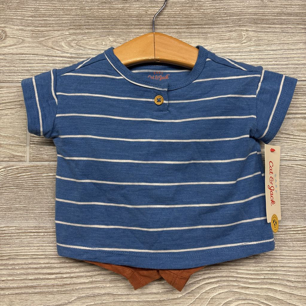 NEW Henley Shirt & Shorts Stripes 0-3m