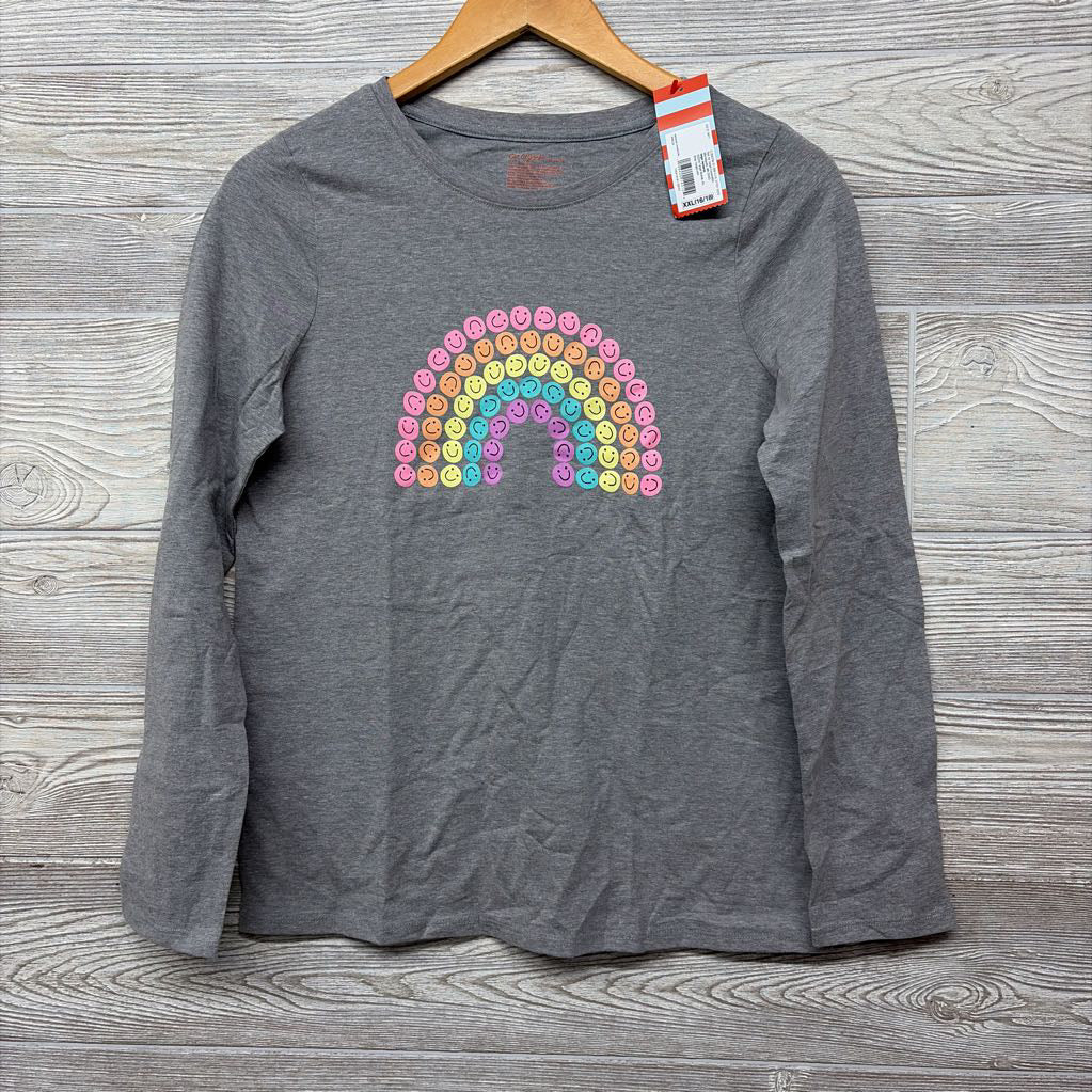 NEW LS Shirt Smiley Face Rainbow 16-18