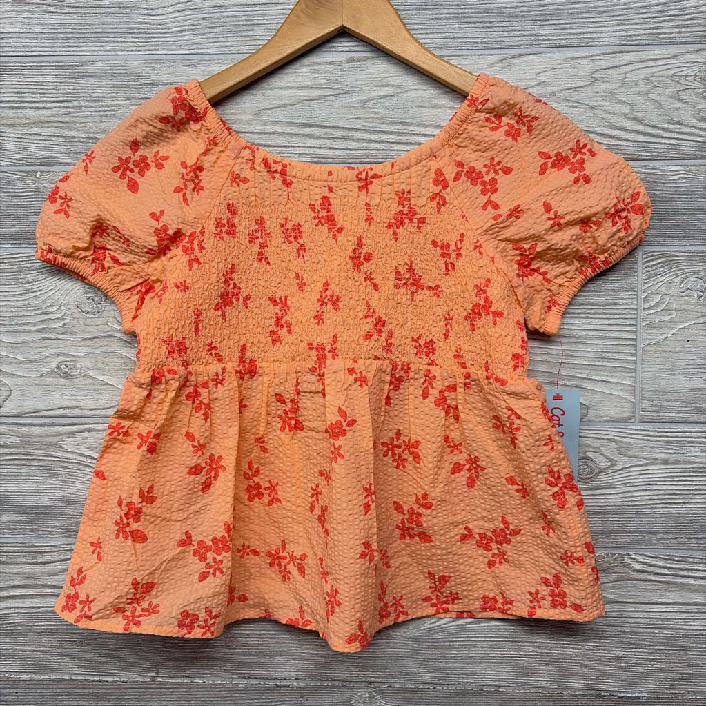 NEW Smocked Seersucker Shirt Flowers 10-12