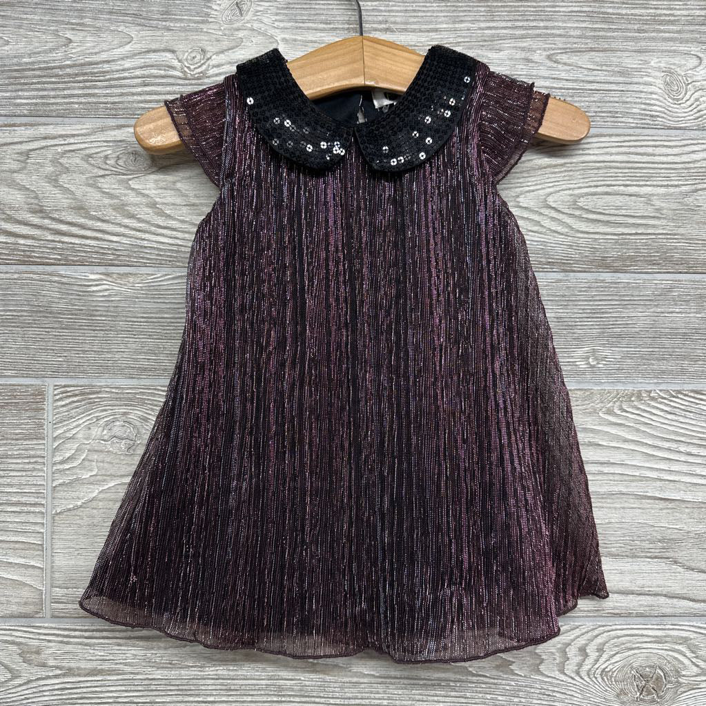 Layered Sheer Shimmer Dress Sequin Neck 12m