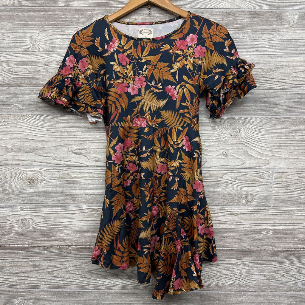 Bell Sleeve Dress Flowers & Leaves 8