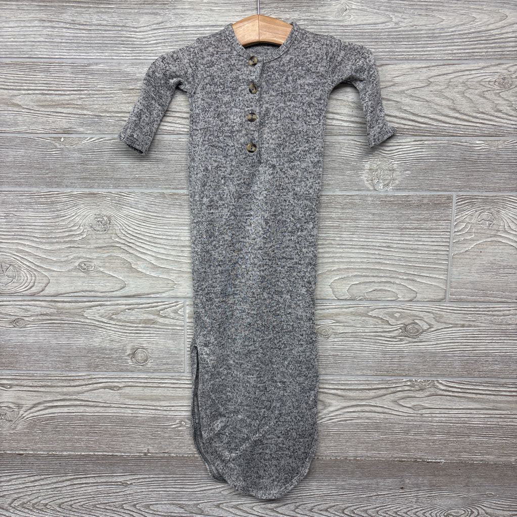 LS Knotted Gown W/ Booties & Hat nb