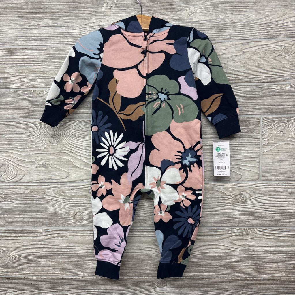 NEW LS Outfit W/ Hood Flowers 12m