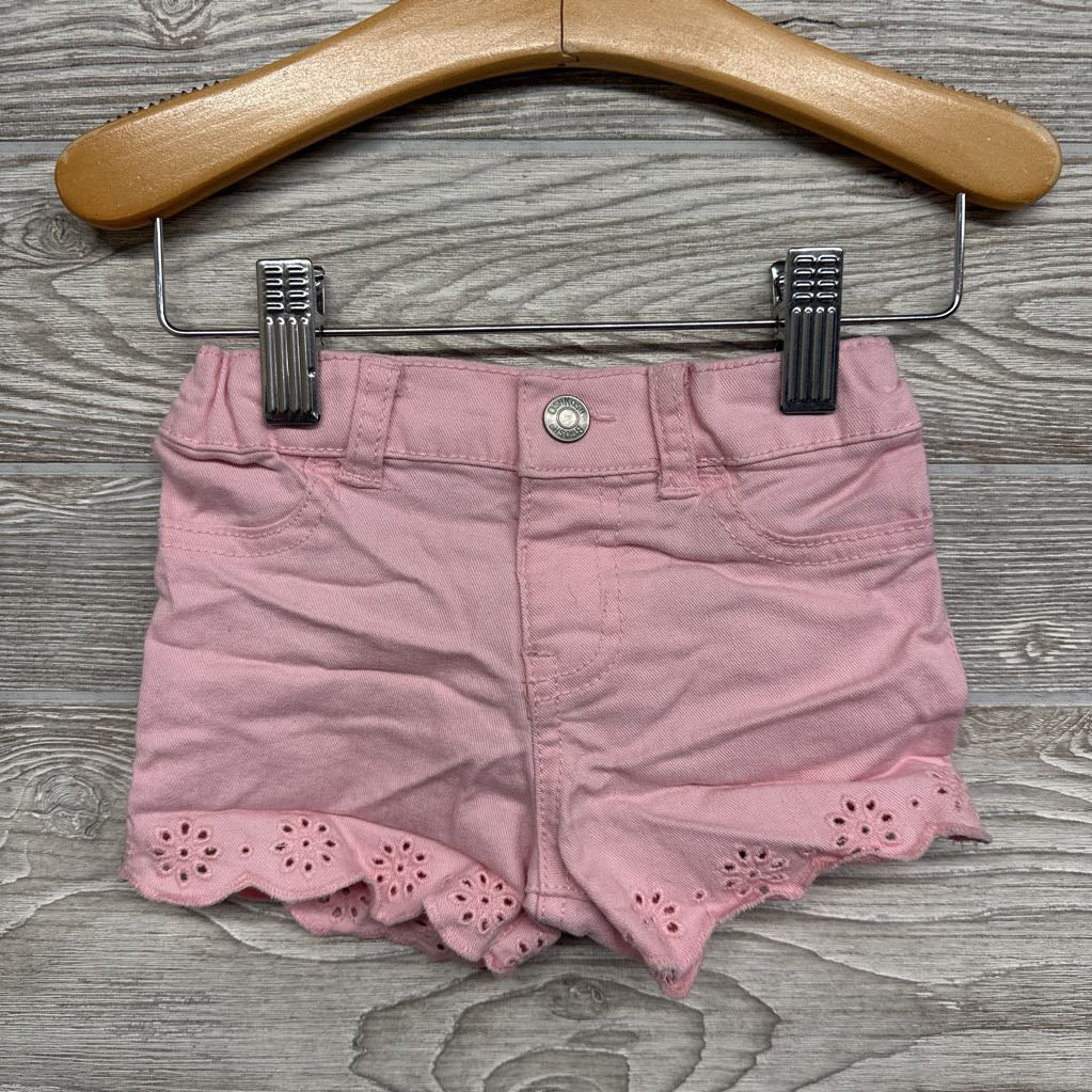 Denim Shorts Eyelet Flowers 12M