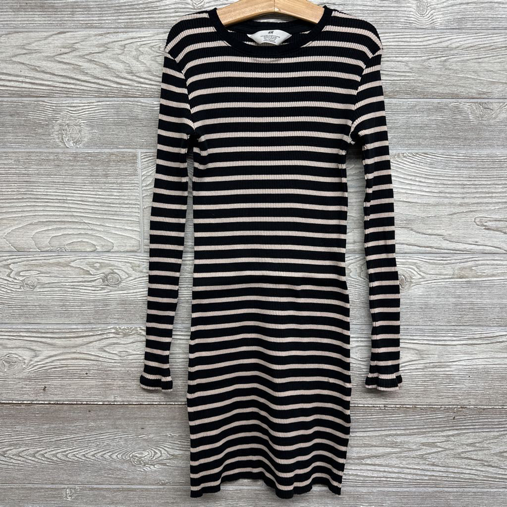 LS Ribbed Bodycon Dress Stripes 12-14