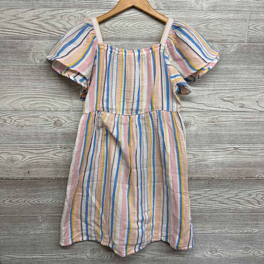 Linen Dress Flutter Sleeve Stripes 14