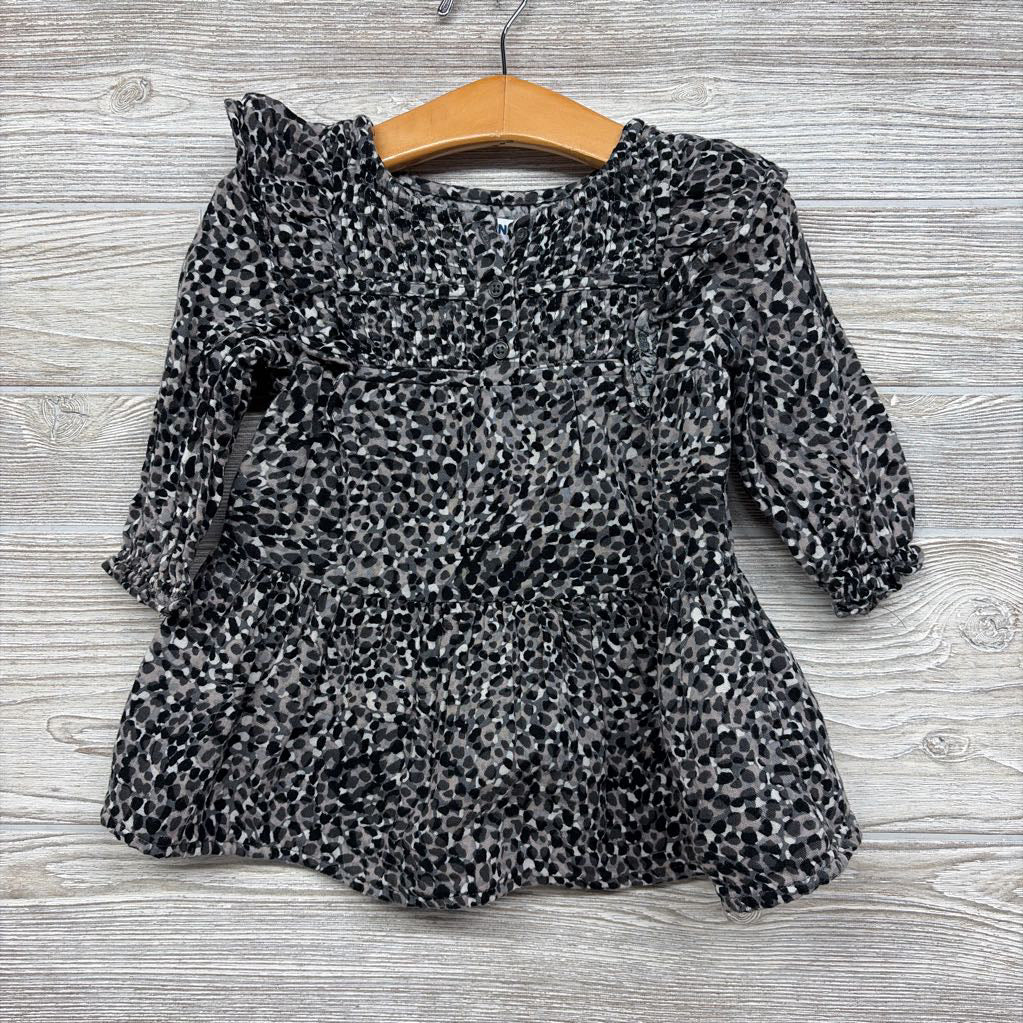 LS Gauze Smocked Dress Printed 12-18m