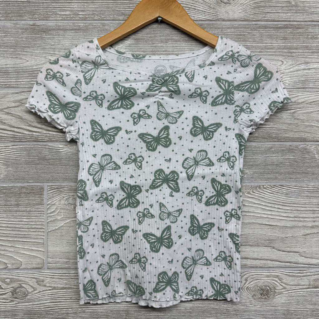 Ribbed Lettuce Trim Shirt Butterflies 10-12