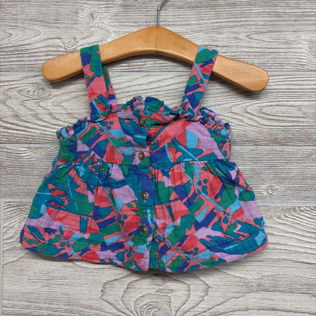 Gauze Button Up Tank Top Flowers 12m