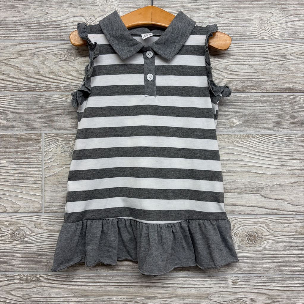 Tank Polo Dress Stripes Ruffle Trim 18-24m