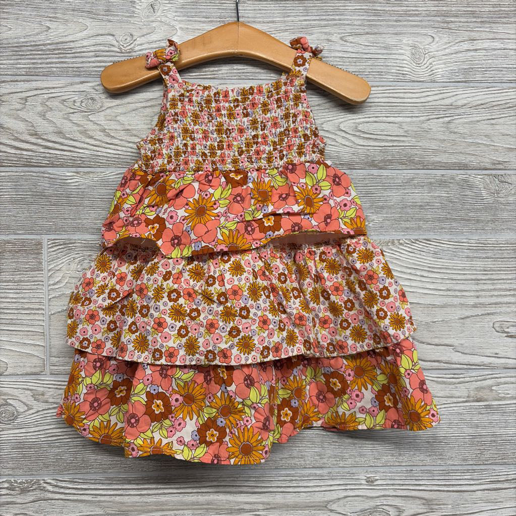 Smocked Tank Tiered Dress Flowers 18m