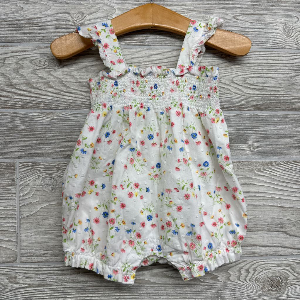 Tank Textured Bubble Romper Flowers 6M