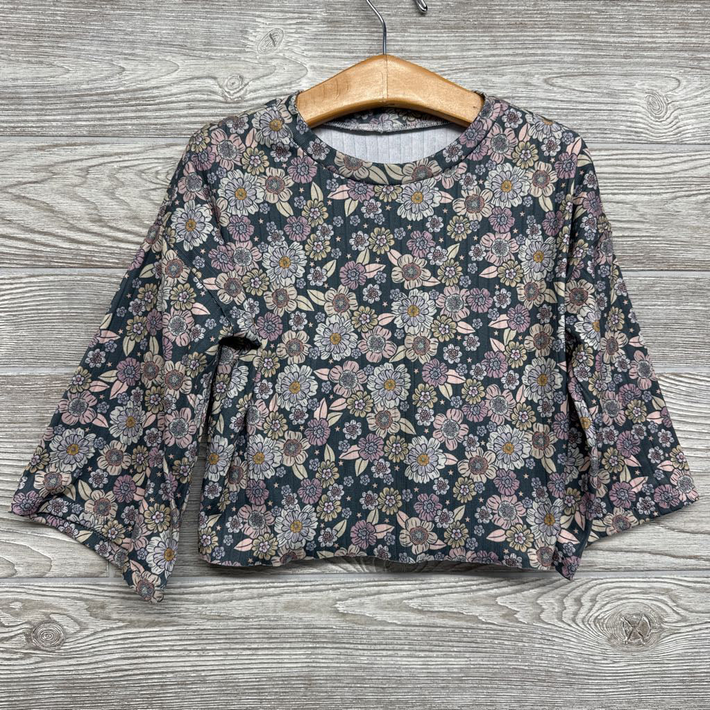 Oversized Ribbed Bell Sleeve Shirt Flowers 5
