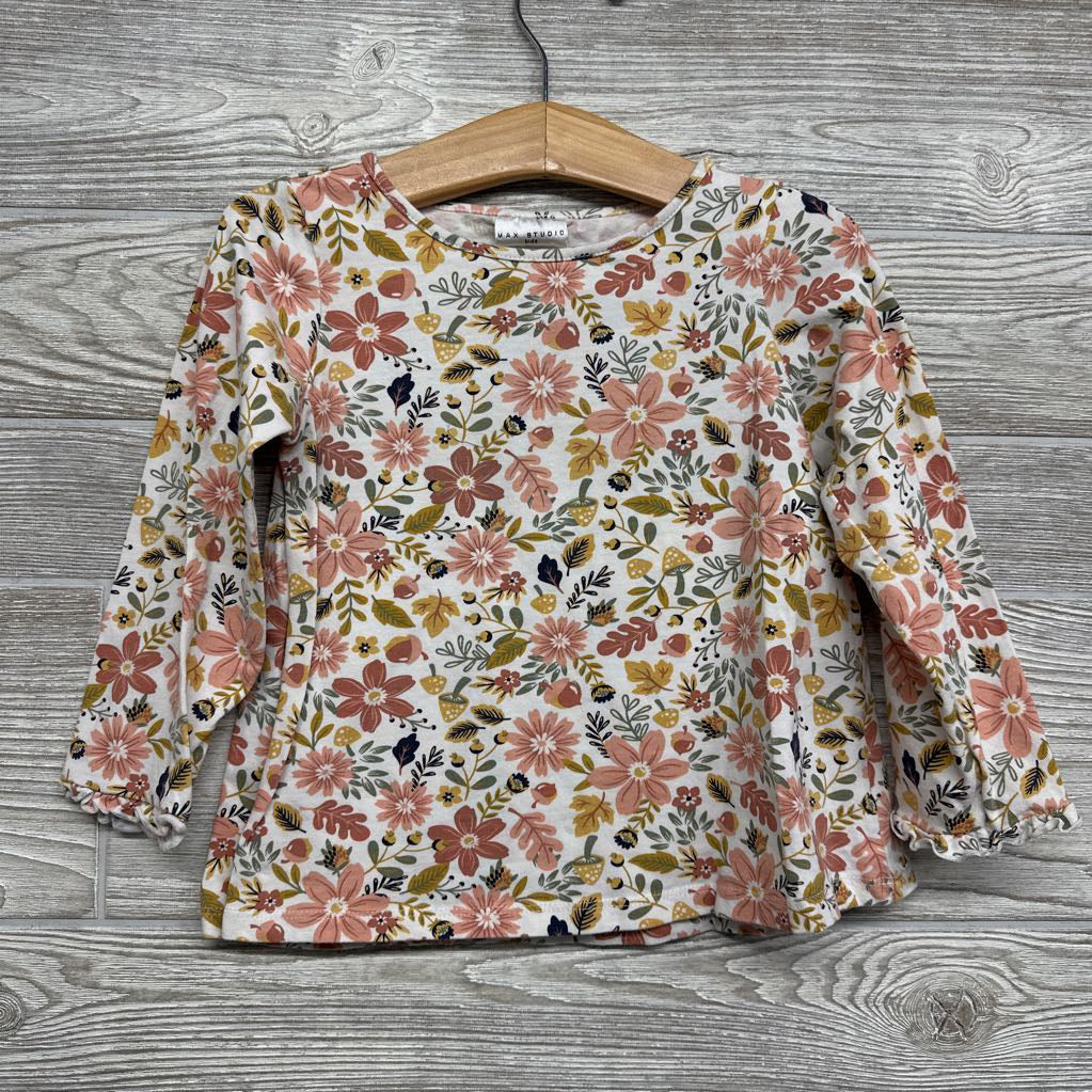 LS Shirt & Vest Flowers Ruffle Trim 3T