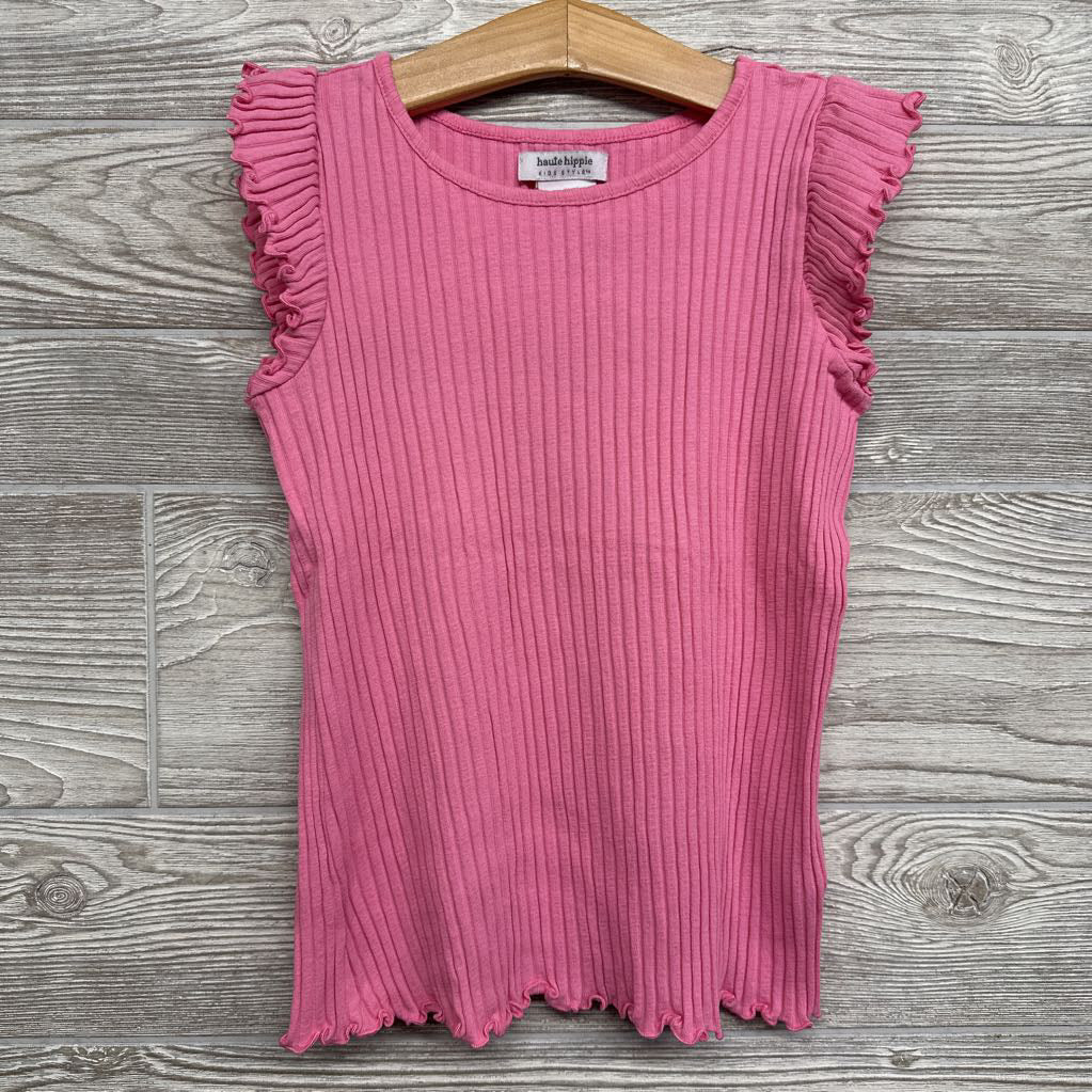 Ribbed Flutter Sleeve Shirt Lettuce Trim 7-8