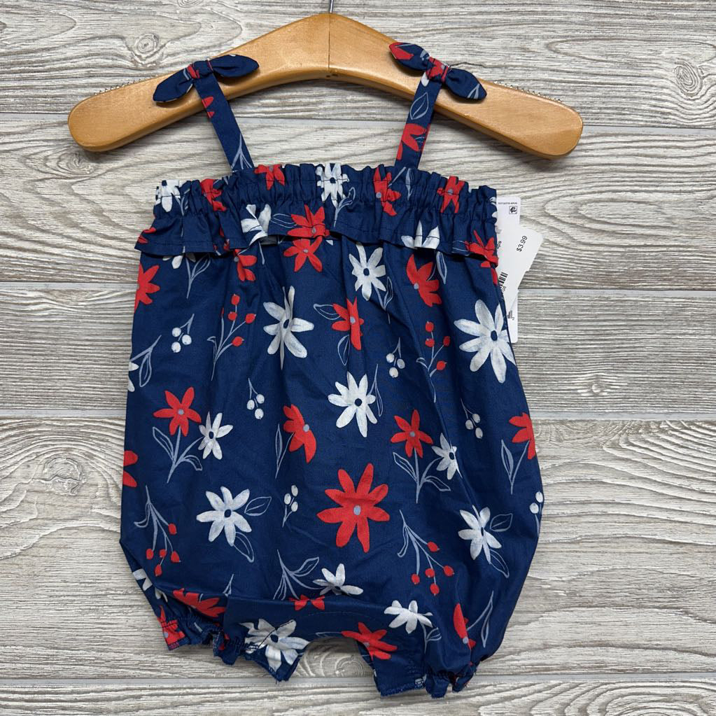 NEW Tank Romper Flowers Bow Straps 3M