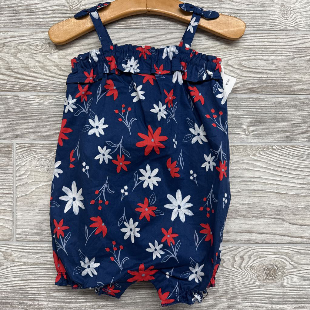 NEW Tank Romper Flowers Bow Straps 12M