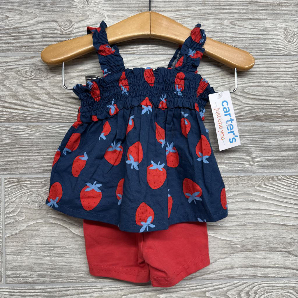 NEW Smocked Tank Top Strawberries & Bike Shorts 3M