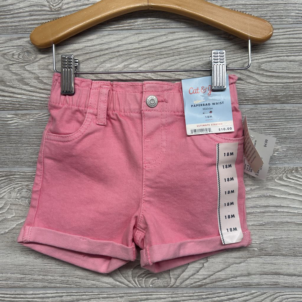 NEW Mid Rise Paper Bag Waist Denim Shorts 18M