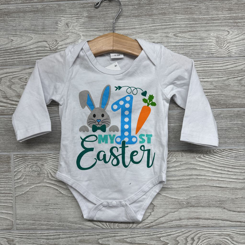 LS Bodysuit 1st Easter & Overalls Tractor & Carrots 0-3M