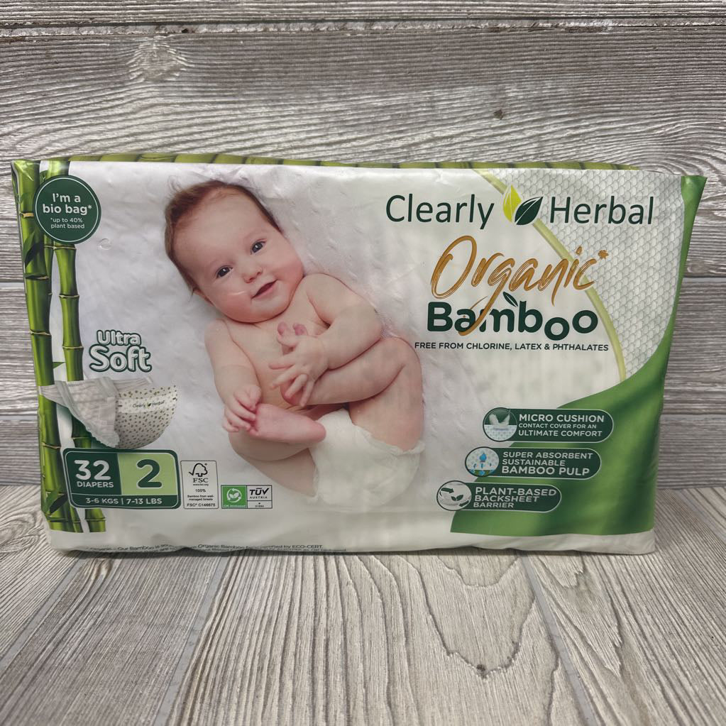 NEW 32 Pk Organic Bamboo Diapers