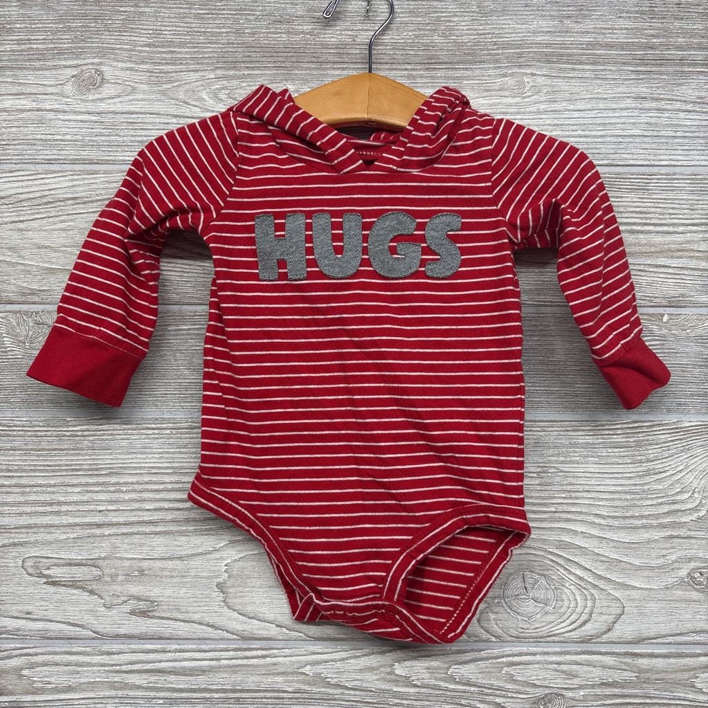 LS Bodysuit W/ Hood Stripes Hugs 9M