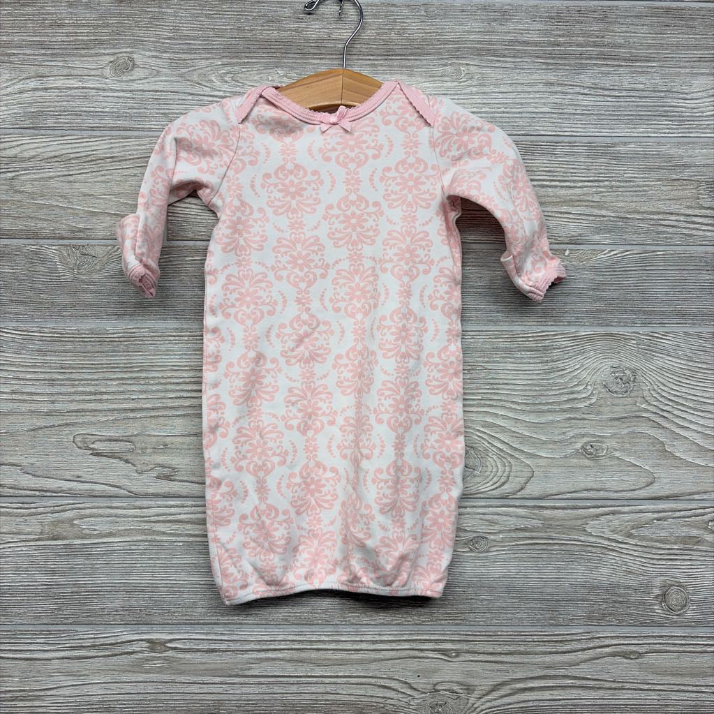 LS PJ Gown Printed Bow 0-3M