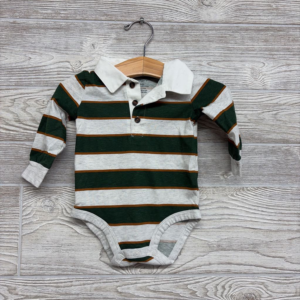 LS Polo Bodysuit Stripes 6M