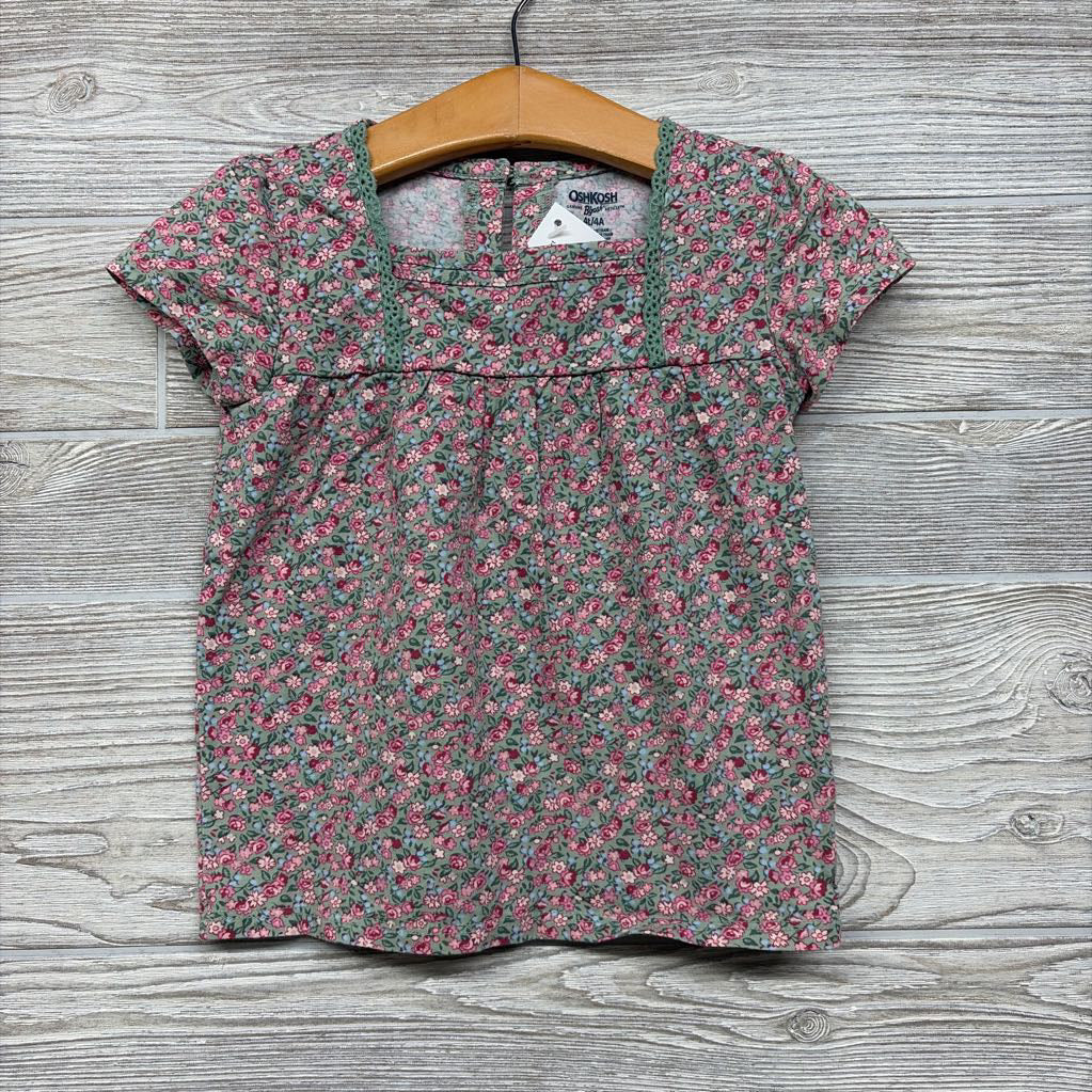 Square Neck Shirt Flowers 4T