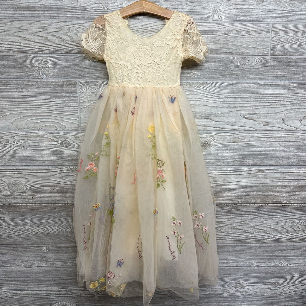 NEW Handmade Lace Tulle Dress Embroidered Flowers 4 *