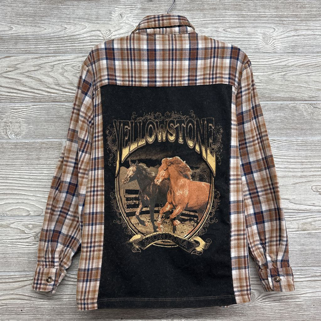 Plaid Button Up Shirt Yellowstone Horse Back 8