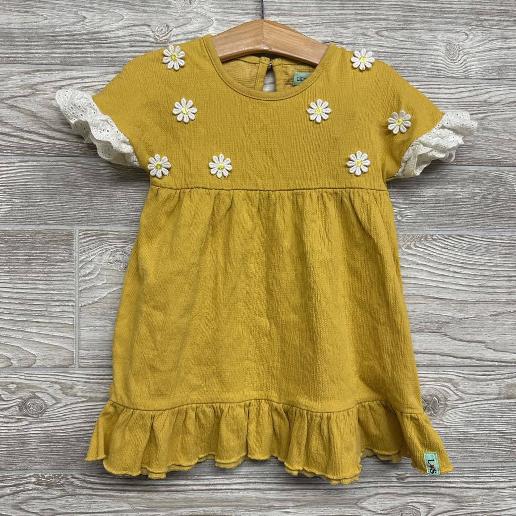 Textured Dress Flowers Eyelet Ruffle Sleeves 12-18M