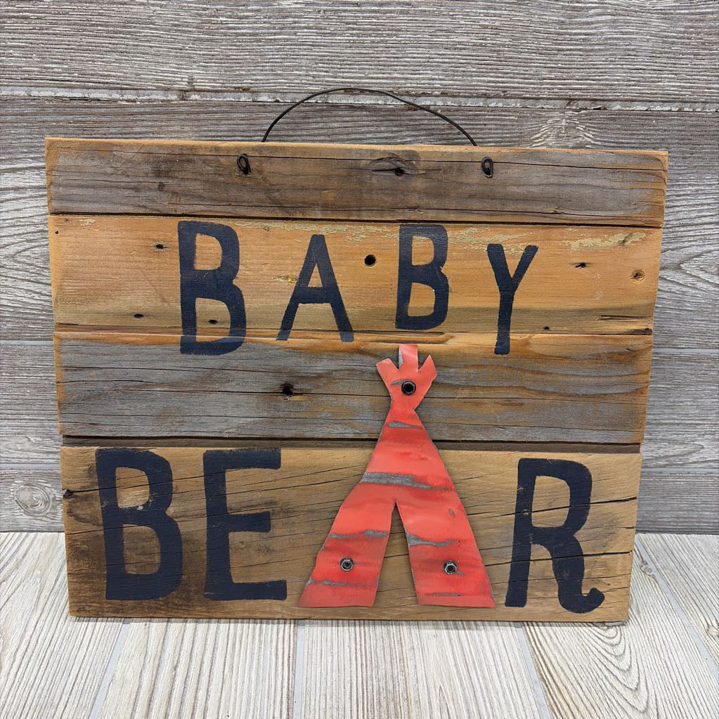 Wooden Sign Baby Bear