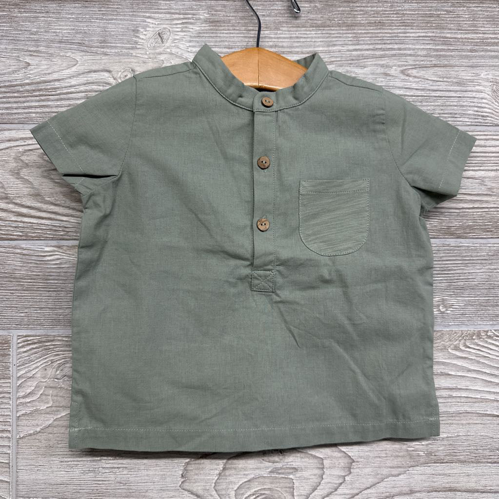 NEW Organic Cotton Henley Shirt Chest Pocket 12M *