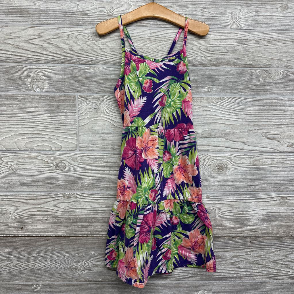 Tank Tiered Dress Flowers Leaves 7-8