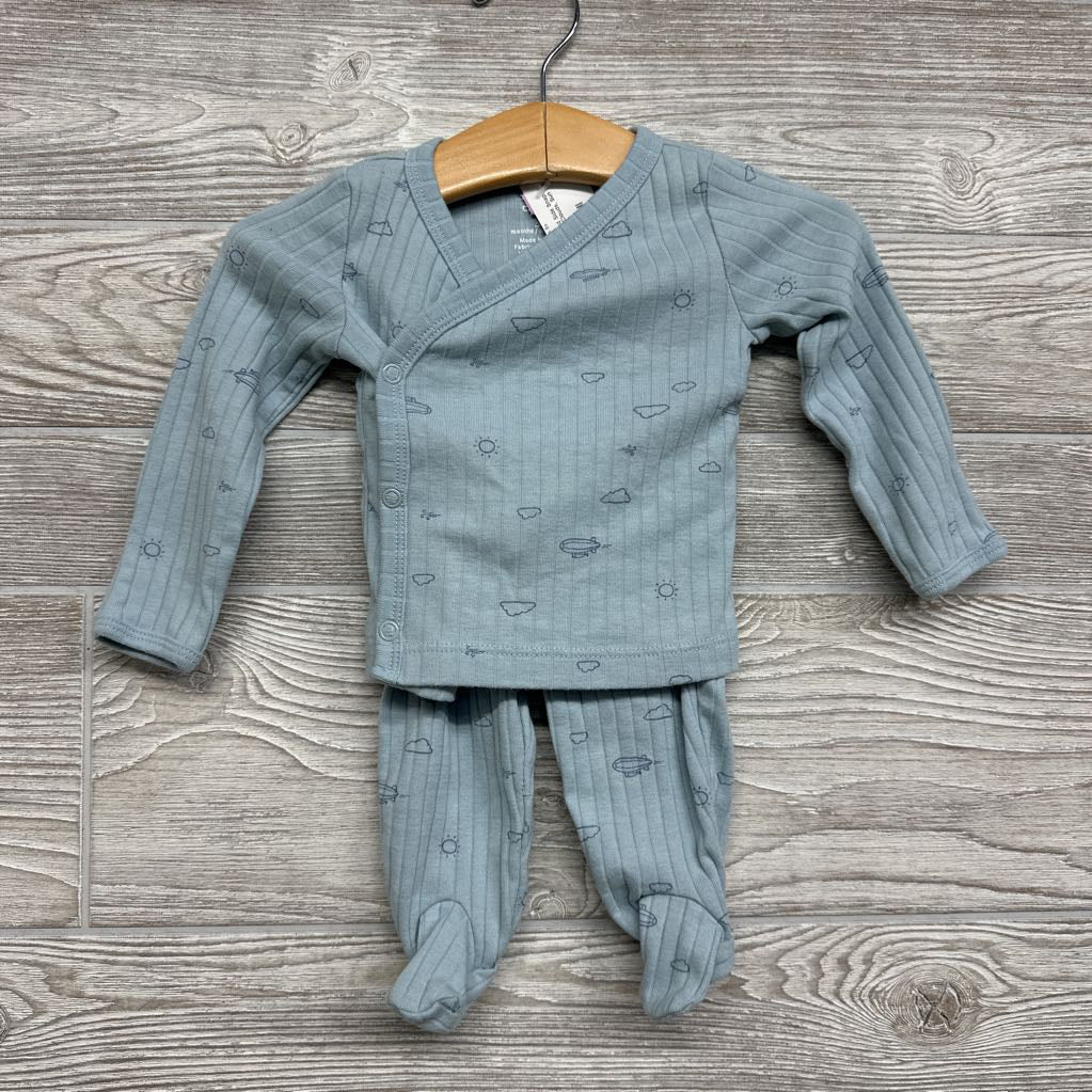 Ribbed Side Snap Shirt & Pants Clouds, Sun 3M