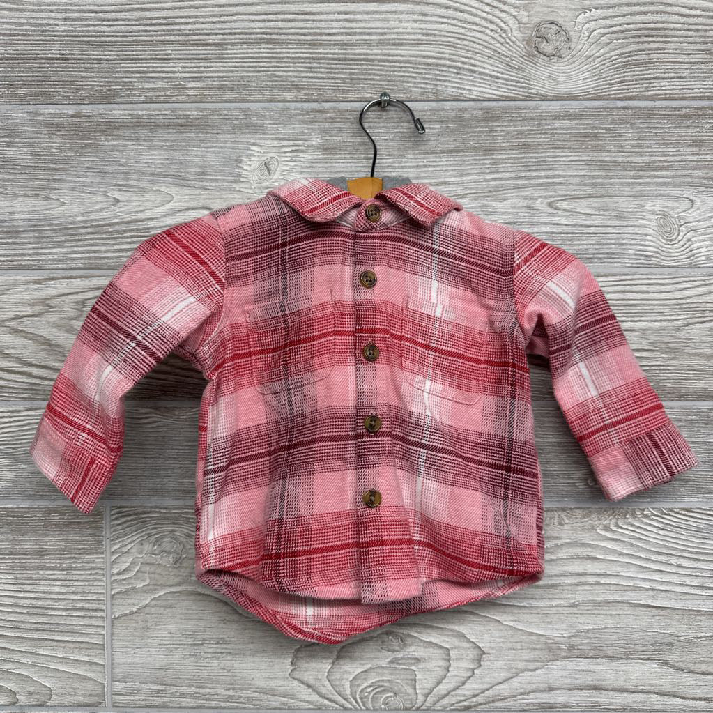 LS Plaid Button Up Shirt W/ Hood 3-6M