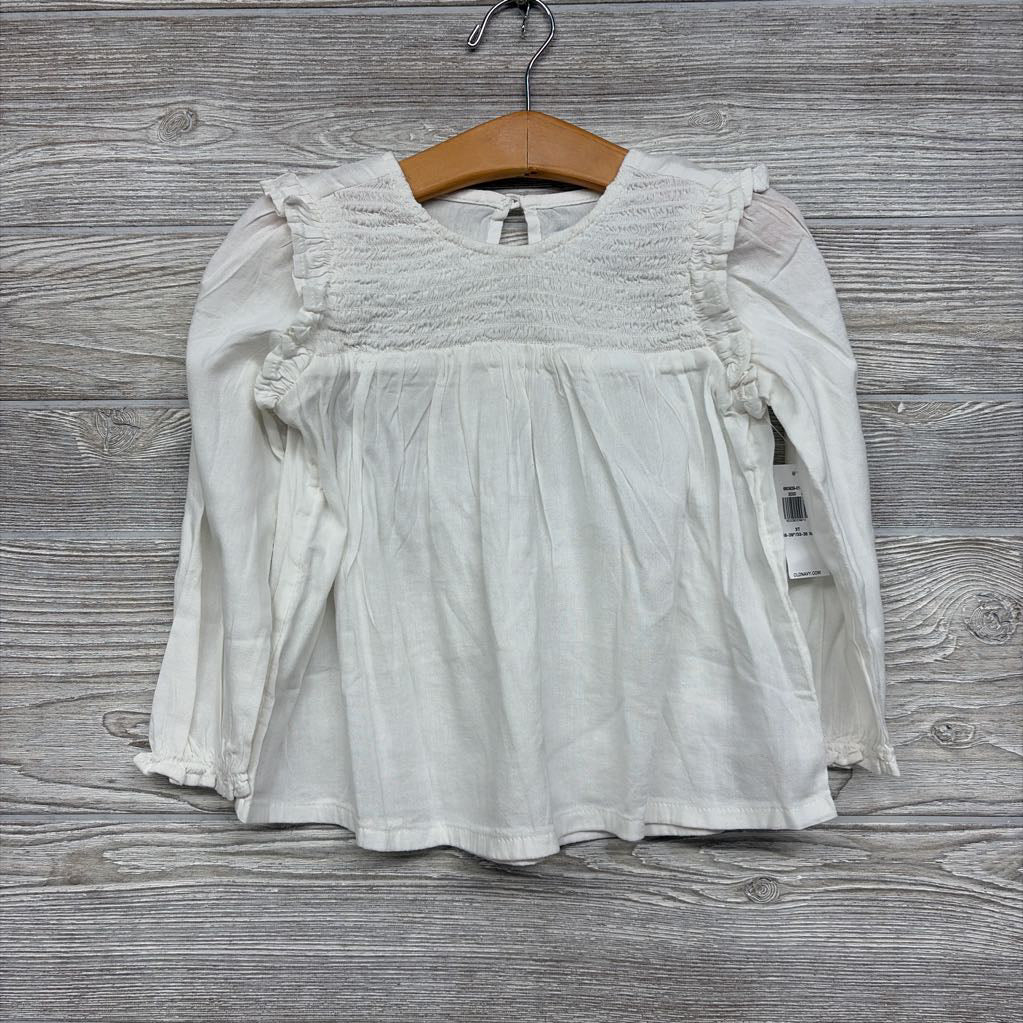 NEW LS Smocked Shirt Ruffle Shoulder 3T