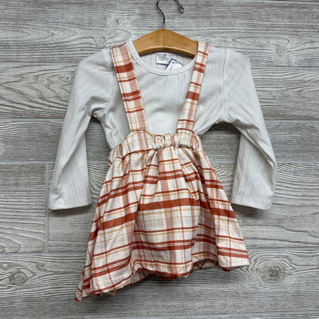 Ribbed LS Shirt Plaid Skirt 2