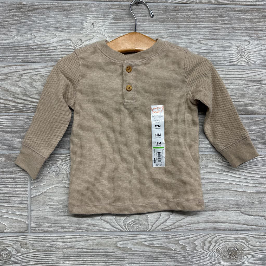 NEW LS Waffle Knit Henley Shirt 12M